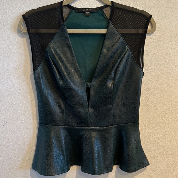 GUESS Python Peplum & Mesh Top - Small - Picture 10 of 11